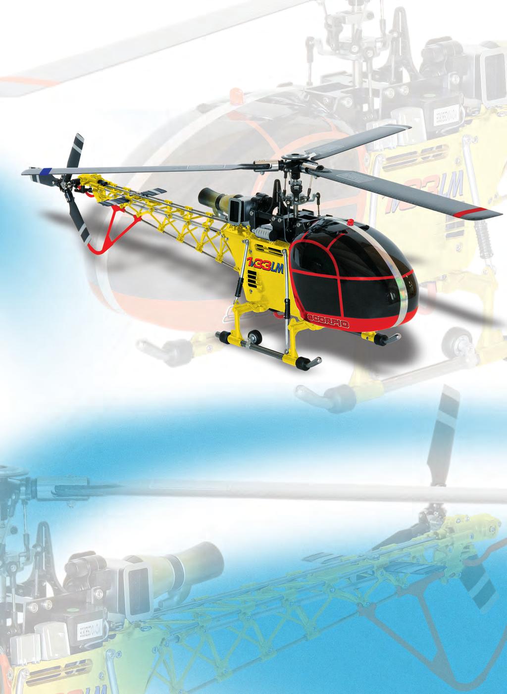 1V33 Lama Helikopter/Senderpult Dreiblatt-Helikopter, Flybarless, Brushless, in Superscale-Ausführung Dieser Helikopter ist mit der neuesten 3-Achs-Gyro-Generation
