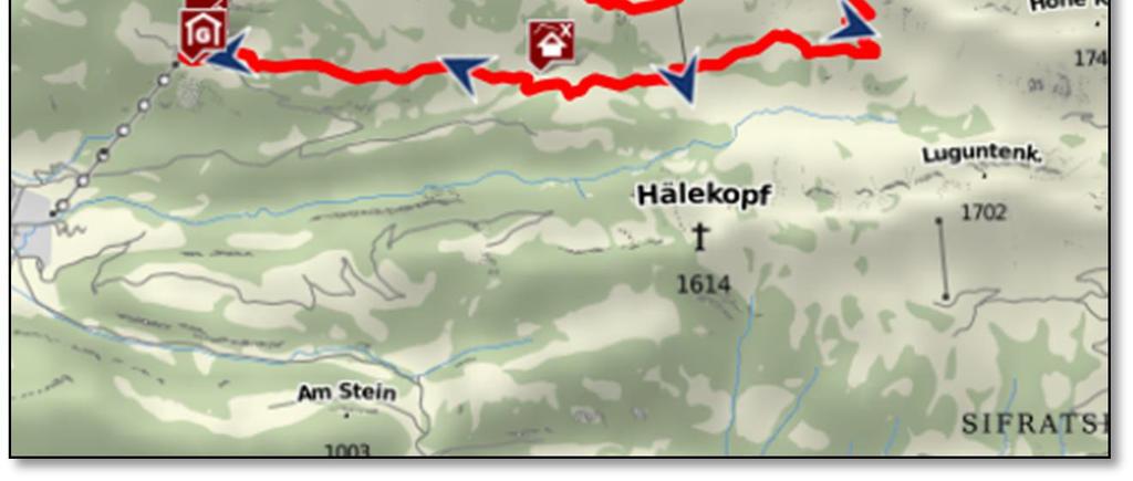 Ein alpiner Steig führt über den "Hasenstrick" (Schwindelfreiheit erforderlich) hinüber zum Gipfel der Winterstaude.