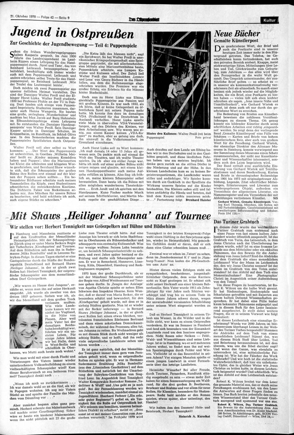 21 Oktober 1978 Folge 42 Seite 9 Jugend in Ostpreußen Zur Geschichte der Jugendbewegung Teil