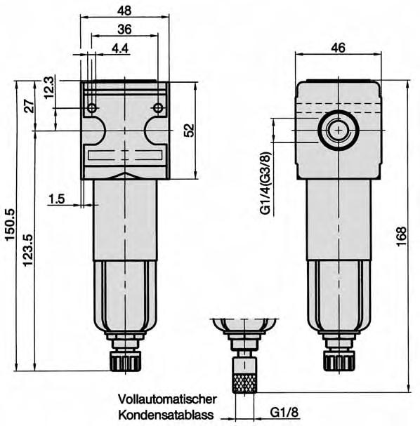 Baureihe X Druckluft-Filter, Modell FX G1/4 bis G3/4
