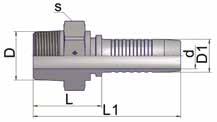 Hydraulik-Mittel- und Hochdruckschläuche und -Armaturen - Hochdruckarmaturen Stahl Außengewindenippel, AGR-K BSPT-Gewinde kegelig 2.1 Bezeichnung DN D d D1 L L1 s Art.Nr.