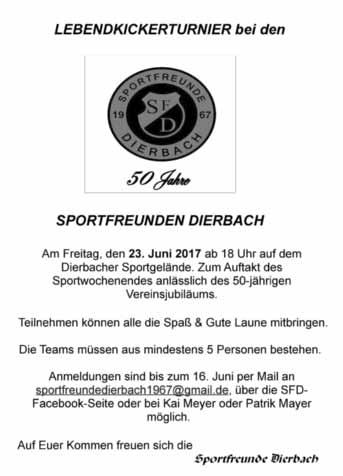 Bad Bergzabern, den 21. Juni 2017-29 - Südpfalz Kurier - Ausgabe 25/2017 als Jugend- oder Aktiver Spieler die schwarz-roten Farben getragen haben, zum Dierbacher Veteranentreffen ein.
