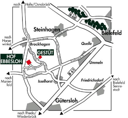 So fahren Sie nach Ebbesloh: A2 AUS RICHTUNG KÖLN/RUHRGEBIET: Abfahrt Gütersloh-Süd/Rheda-Wiedenbrück.