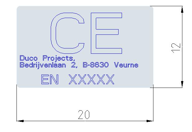 CE Etikett Kleben Sie das CE Etikett auf einer sichtbaren Stelle, z.b. auf der Seite des Rahmens.