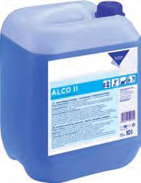 g 20 Oberflächen & Böden Alkoholreiniger besonders geeignet für alle beschichteten Böden bestens geeignet für moderne Kunststoffe UR: 20 40 ml/8l UR: 20 40 ml/8l ALCO II ALCO SOFT Art. Nr. 121.