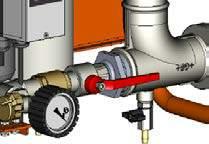 Luftkompressor am Förderblock einschalten (1), damit das Quetschventil schließt und Steuerluft vorhanden ist. Abb.