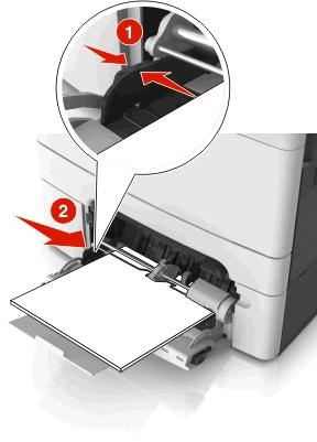 Beseitigen von Staus 245 4 Verschieben Sie die Papierführung so, dass sie leicht am Rand des Papierstapels anliegt.