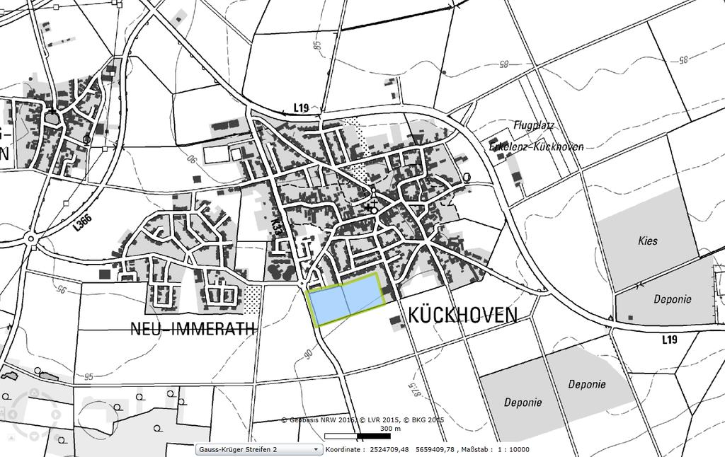 Einleitung Die Stadt Erkelenz möchte die Planung einer Wohnbebauung im Süden des Ortsteils Kückhoven im Bereich des B-Plans Nr. 1000.2/2 angehen (Abb. 1). Abb.