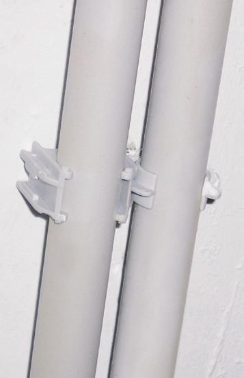 400 50 / 750 Sollten Rohre einen festen Abstand zur Wand haben die Abstandklemmschelle macht s möglich. Auch können mehrere EC Euro-Clips angereiht werden. Sie brauchen nur ein Bohrloch.