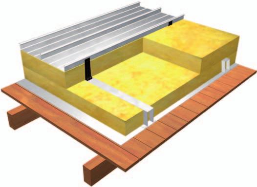 Stahltrapezprofil-Tragschale Kalzip Standard-Dachaufbau als Warmdach auf Holzsparren mit sichtbarer Schalung Kalzip