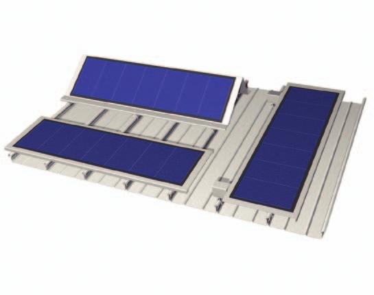Produkte und Anwendungen Die Nachrüstlösung für alle Metalldächer Kalzip SolarClad wird als Komplettsystem inklusive Wechselrichter für unterschiedliche Stehfalzvarianten angeboten.
