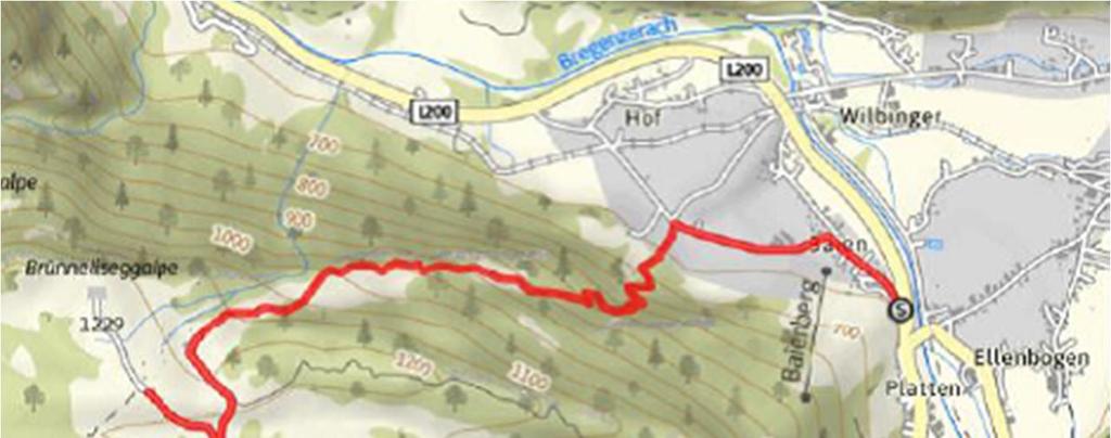 Kähnar - Schnellvorsäß Im Ortsteil Baien, ca. 400 m nach der Zimmerei Kaufmann, Standpunkt 65,10, biegen Sie von der Gemeindestraße links ab.