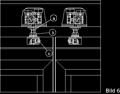 6. (Fig. 6): Slightly tighten nut (b), bring the panel into the stacking area, loosen nut (b) and align the panel in the stacking area.