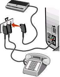 5 Wenn Sie für das Aufnehmen von Nachrichten auf dem Anrufbeantworter dieselbe Leitung verwenden möchten, schließen Sie eine zweite Telefonleitung (nicht im Lieferumfang enthalten) zwischen dem