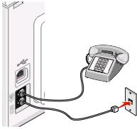 2 Verbinden Sie ein Telefonkabel mit dem LINE-Anschluss des Druckers, und stecken Sie es in eine aktive Telefonbuchse an der Wand ein.