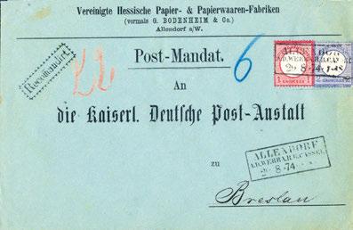 -Brief in die Schweiz, Hufeisenstpl. HAMBURG I.A. (Sp.17-4). 19(4) 6 200,- 5125 Post-Mandat: 1 Gr., Kab.-Stück und 2 Gr. (Zhg.-Unreg.