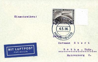 Serie auf tadellosem R-Brief von Friedrichshafen zur Weltausstellung in Chicago mit vorder- und rückseitig rotem