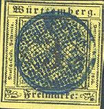 ALTDEUTSCHLAND WÜRTTEMBERG 327 4168 3 Kr., teils etwas knapp geschnittenes, farbfrisches Exemplar mit genau zentr.