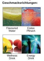 verschiedenen Flavoured Water, Eistee Pfirsich, Wellness Drink, Energy Drink, Mexican Dream, Isodrink Premium