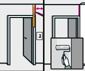 Seite 4 von 5 13. Arbeitsschritt An der Tür tapezieren: Zunächst muss der Abstand zwischen dem Türrahmen und der rechten Raumecke gemessen werden.