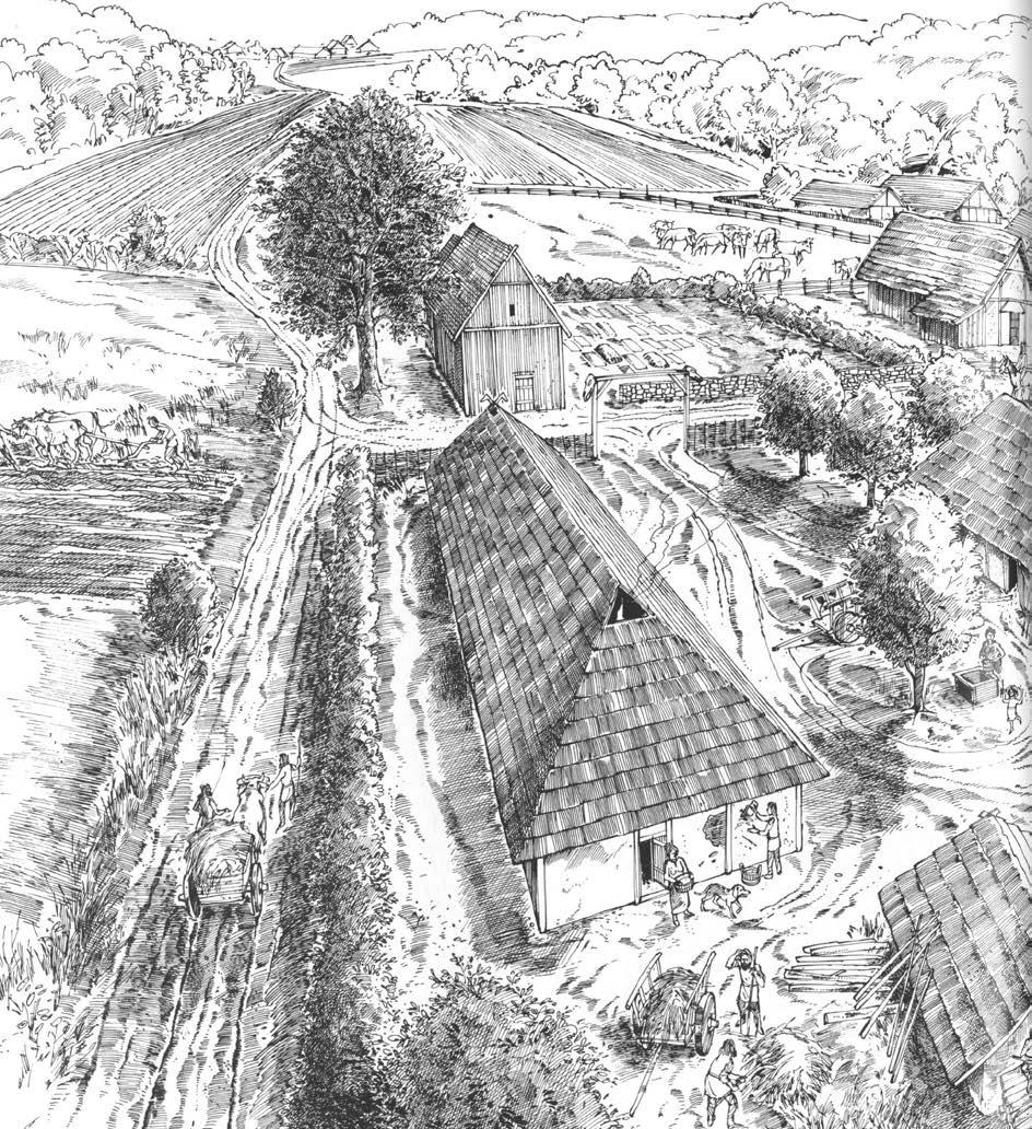Idealtypische Darstellung eines bajuwarischen Dorfes aus: Katalog Gemeinsame