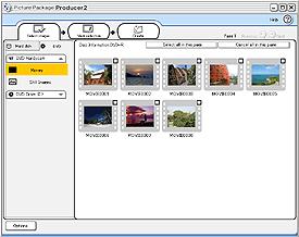 Schritt 1: Auswählen von Bildern Wenn Sie Picture Package Producer2 starten, wird das Hauptmenüfenster geöffnet.