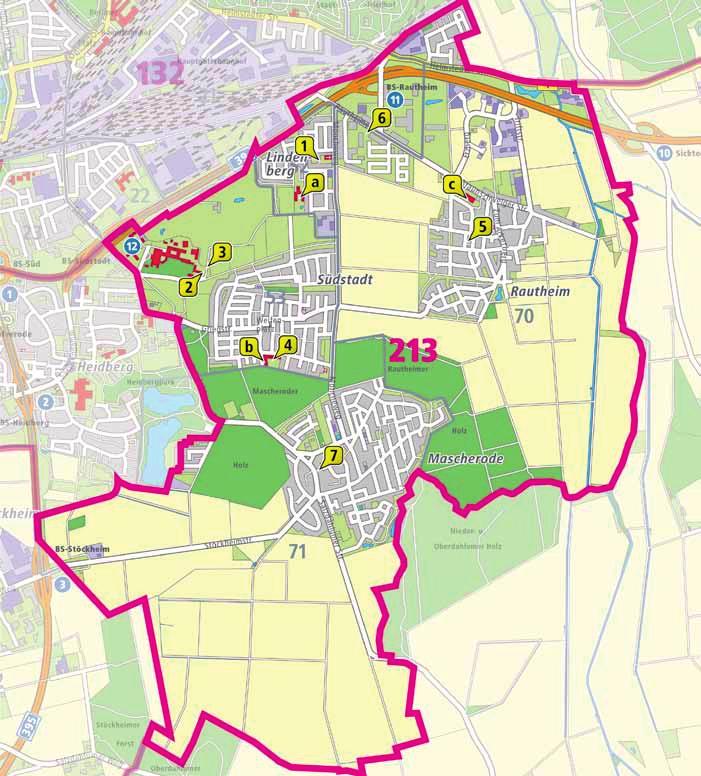 2.5 Angebote und Versorgungssituation in den einzelnen Stadtbezirken Einrichtungen im Stadtbezirk 213 Südstadt-Rautheim-Mascherode Während die Kinderzahl im U3-Bereich stagniert, ist ein deutlicher
