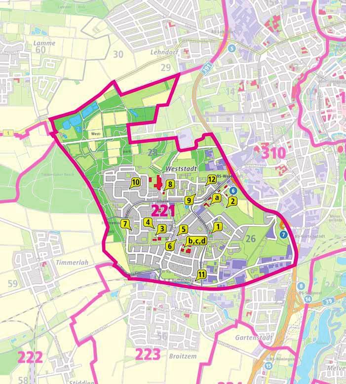 2.5 Angebote und Versorgungssituation in den einzelnen Stadtbezirken Einrichtungen im Stadtbezirk 221 Weststadt Während im U3- und Kindergartenbereich eine deutliche Zunahme der Kinderzahl zu