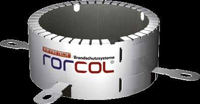 Rorcol Brandschutzmanschetten mit integrierter Montagelaschenverlängerung: Das Nirosta- Stahlblechgehäuse der Rorcol Brandschutzmanschette ist so konzipiert, dass die Montagelaschen durch