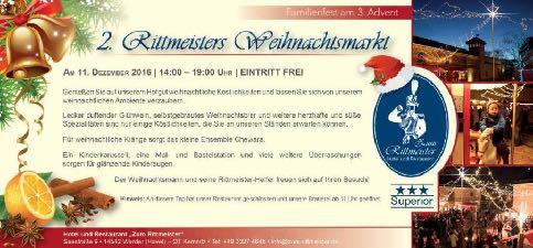 Zum Rittmeister Seestraße 9 14542 Werder (Havel) OT Kemnitz Telefon: 03327 4646 www.zum-rittmeister.