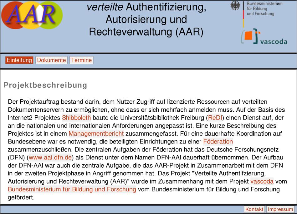 Projekt AAR AAR-Webseite 2005 2007