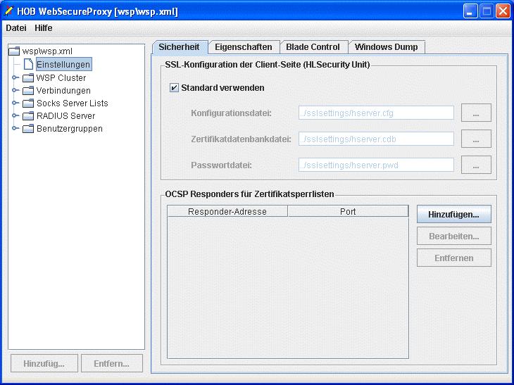 HOB WebSecureProxy Konfigurationsprogramm für WSP 3.