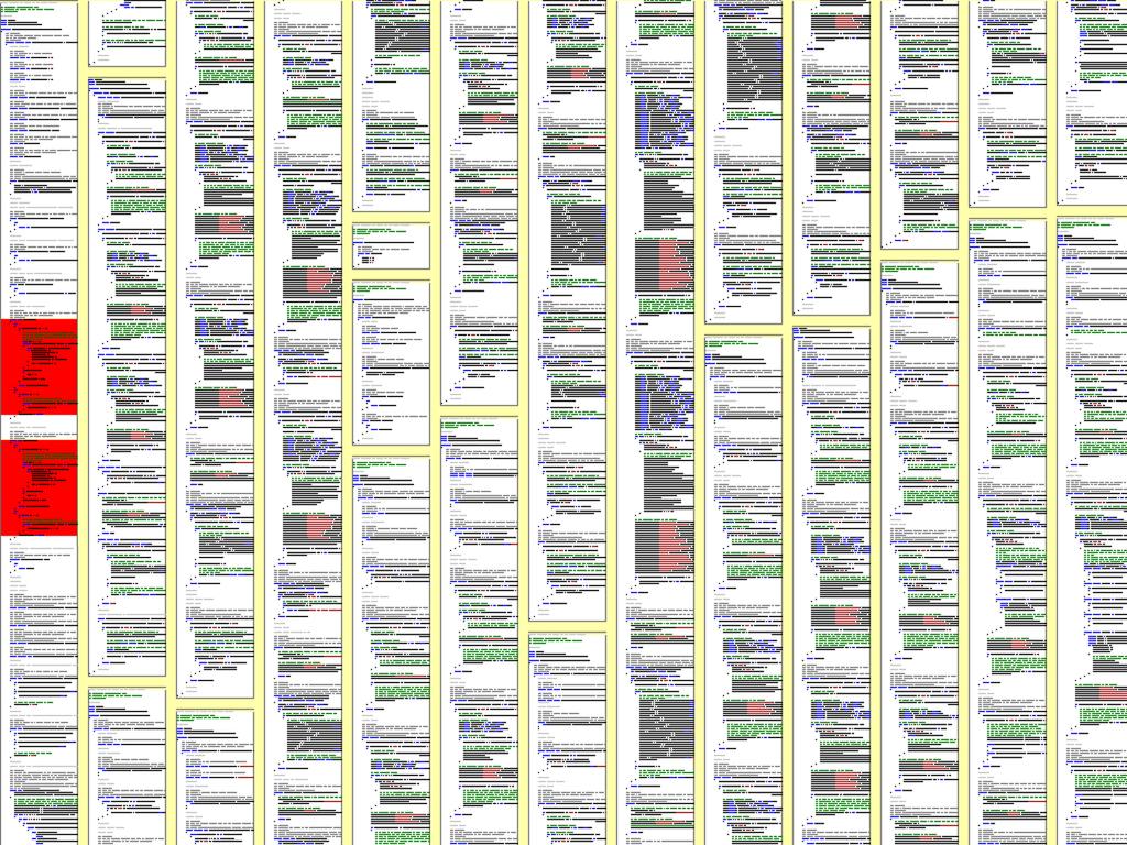 Jeder Buchstabe Quelltext ist nur noch als ein einzelner Pixel dargestellt.