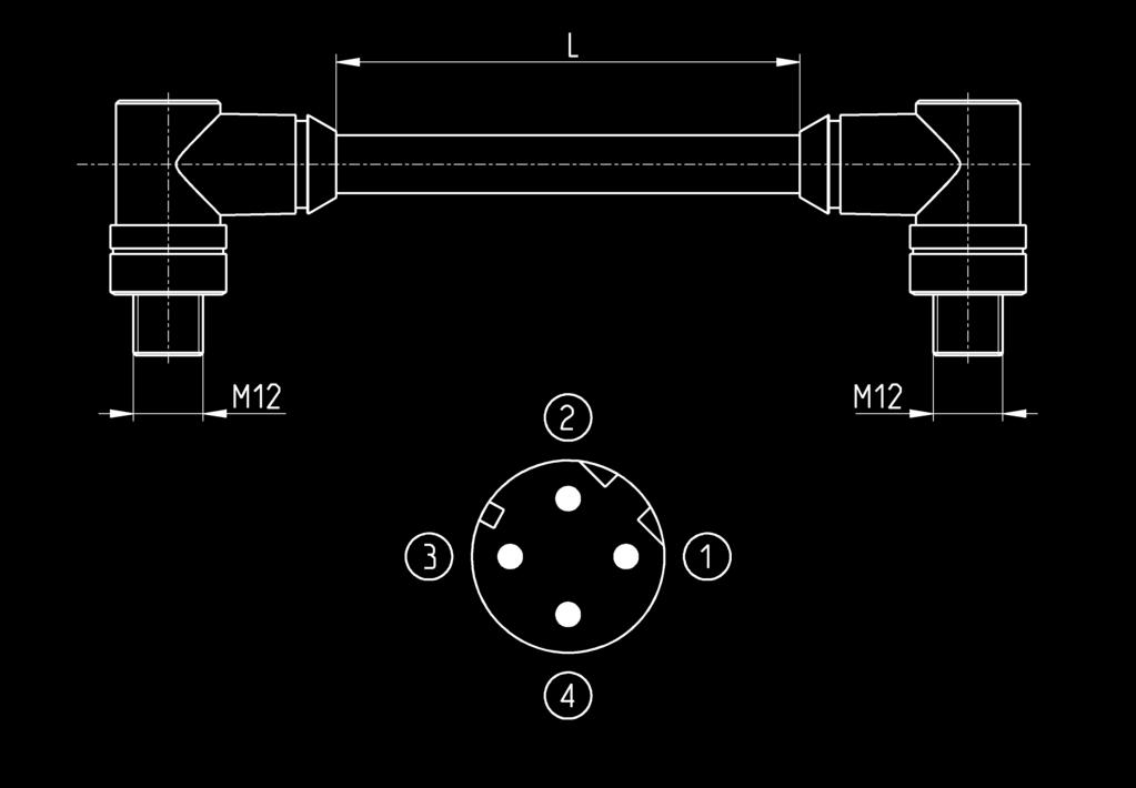 gerade 4-polig x M1D-Stecker 10 CS-SB04HB-DD00 umspritztes Kabel gerade 4-polig x M1D-Stecker 15 CS-SB04HB-DG00