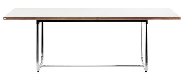 Gestell / Frame Chrom / Chrome Vernickelt / Nickel Tischplatte / Tabletop Lackiert / Lacquered Ein klassischer Tisch mit besonderen Details.