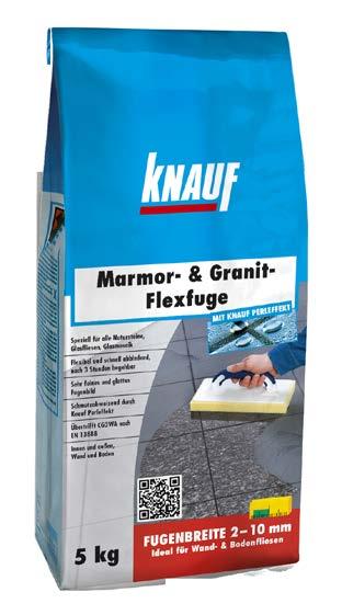 Produktinformation Marmor- & Granit-Flexfuge flexibler Fugenmörtel mit Perleffekt Anwendungsbereiche: Produkteigenschaften: Für Wand und Boden. Einsatzbereich innen und außen.