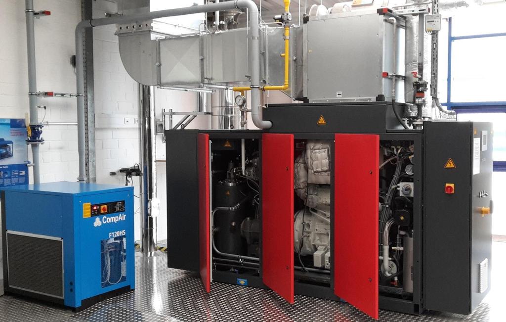 Druckluft-Wärme-Kraftwerk Hauptkomponenten Abluftventilator Luftansaugung Schaltschrank