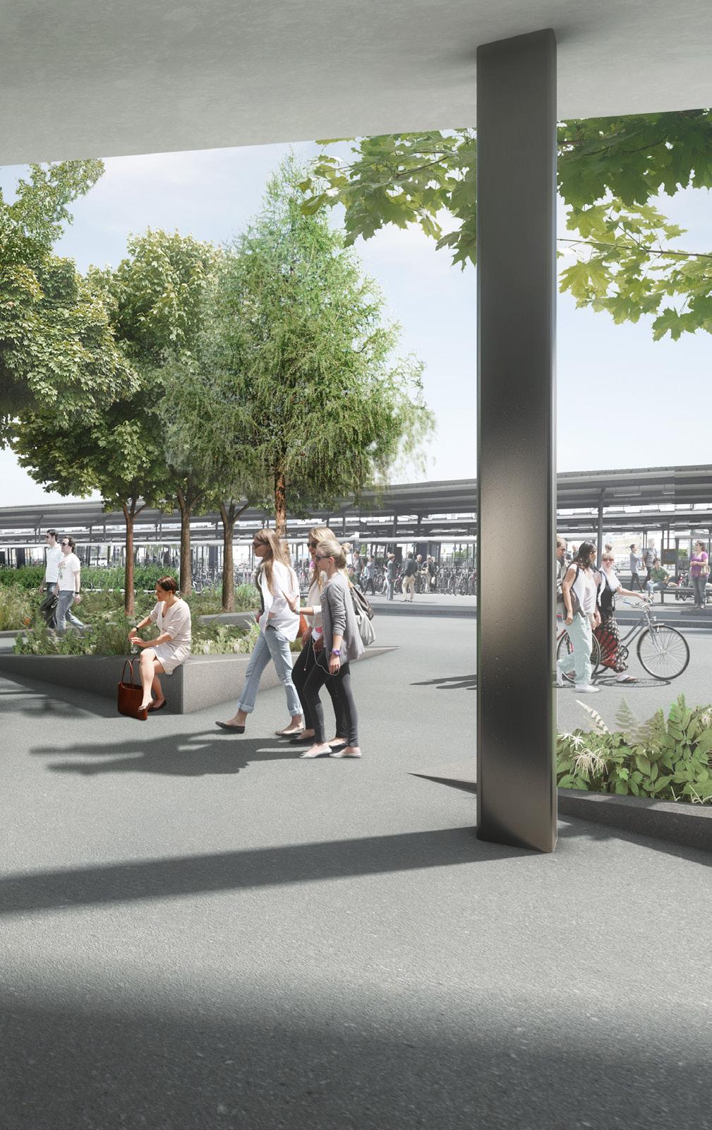 Lage: Hochwertiges Ambiente für innovative Geschäfte Der Bahnhofplatz von Pratteln, wo auch mehrere frequentierte Buslinien und in der Nähe die Basler Tramlinie 14 halten, wird komplett neu gestaltet.