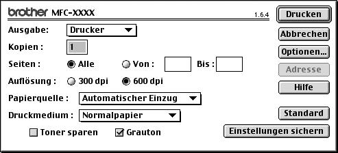 4 Wählen Sie im Ablage-Menü Ihrer Macintosh-Anwendung Drucken. Klicken Sie auf Drucken, um den Ausdruck zu starten.