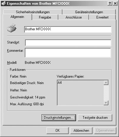Druckertreiber für Windows 2000 Der Windows 2000 Treiber verwendet die