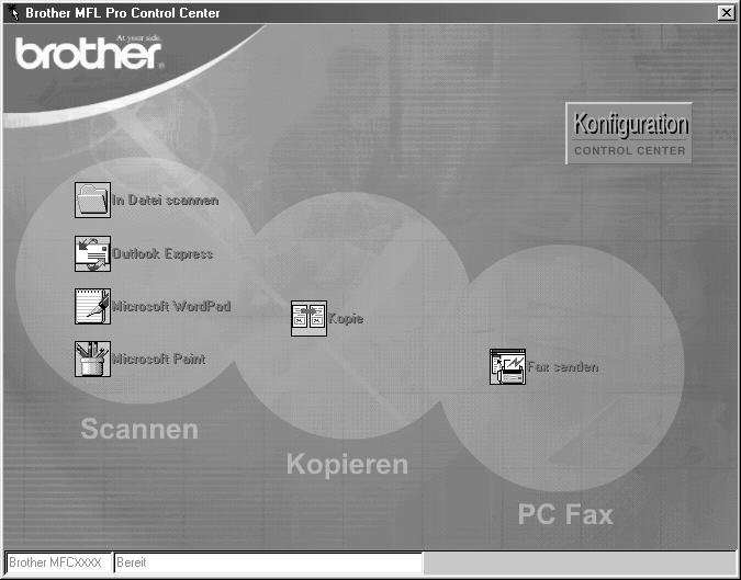 12 Brother Control Center (nur für Windows ) Brother Control Center Das Brother Control Center ist ein Hilfsprogramm, das automatisch auf dem Computer-Bildschirm angezeigt wird, wenn ein Dokument in