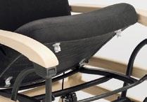 kussens kunnen gewassen en ontsmet worden Met wielen is deze fauteuil mobiel en flexibel inzetbaar Goed manoeuvreerbaar, "ter plaatse" draaibaar Réglage en continu de l assise et du dossier avec