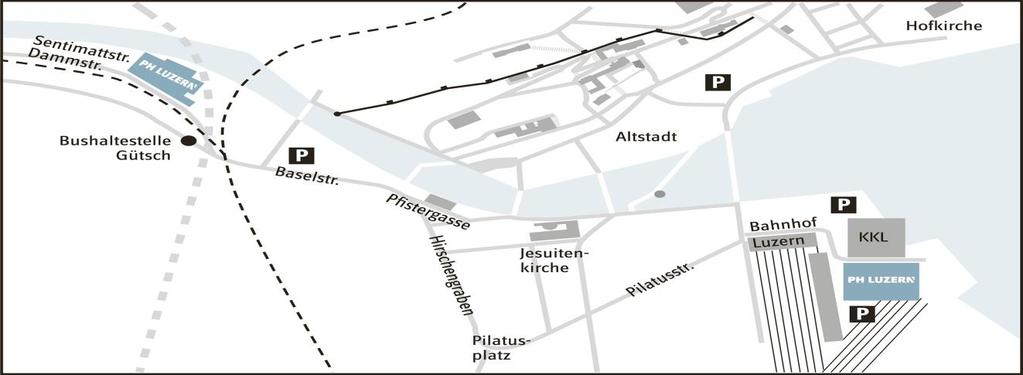 6.2 Veranstaltungsort und Lageplan Die Veranstaltungen finden in Luzern in den Räumlichkeiten der PH Luzern oder an der Sentimatt statt.