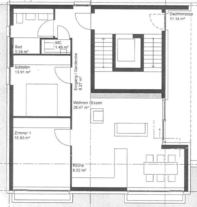 3-Zimmer-Penthouse-Wohnung Eichendorffstraße 45 4. OG 91,59 qm Grundmiete: 1.