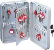 SCHLÜSSELSCHRÄNKE/TRESORE / BETRIEBSBEDARF 6 Schlüsselkassette, lichtgrau Konstruiert zur Wandbefestigung Gehäuse und Tür aus Stahlblech Zylinderschloss mit 2 Schlüsseln Fix eingebaute und