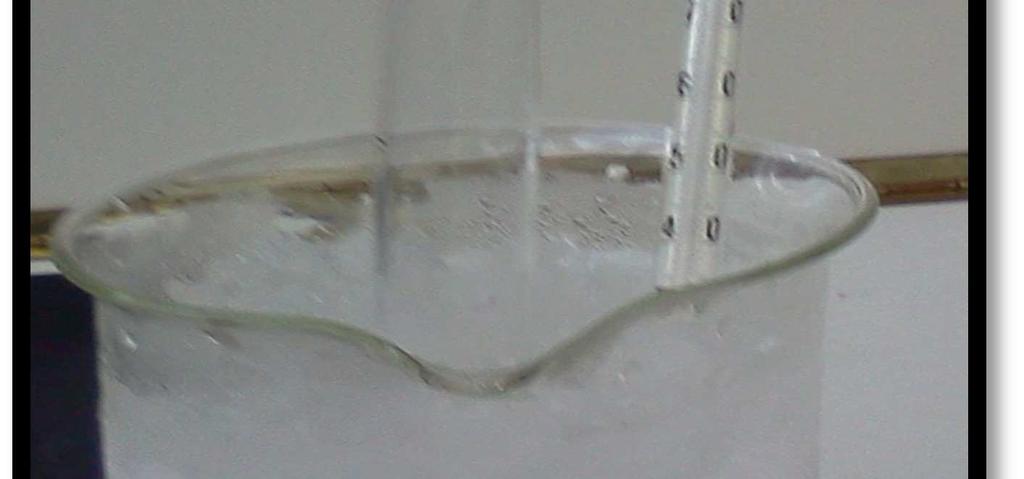 Duran-Glas werden 5 cm hoch Wasser gegeben.