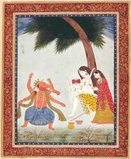 Ganesha tanzt vor seinen Eltern.