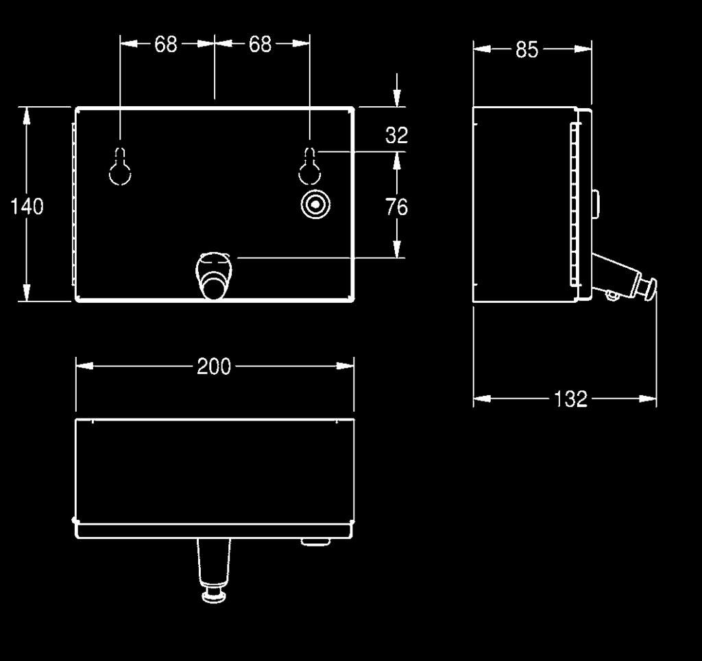 Zylinderschloss mit Franke Einheitsschlüssel, geeignet für Flüssigseife und Lotionen, 1-Liter-Nachfüllbehälter, inkl.
