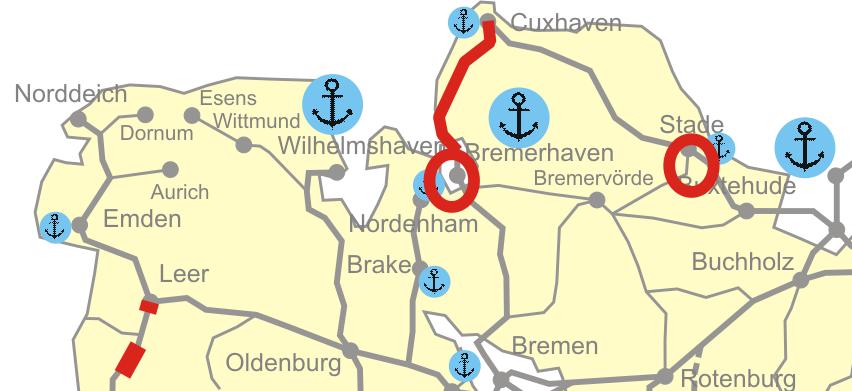 norddeutschen Wasserstraßen gegenüber der Rheinschifffahrt durch die Engpässe bei den Schleusen und dem Schiffshebewerk Scharnebeck sowie in geringem Maße durch witterungsbedingte