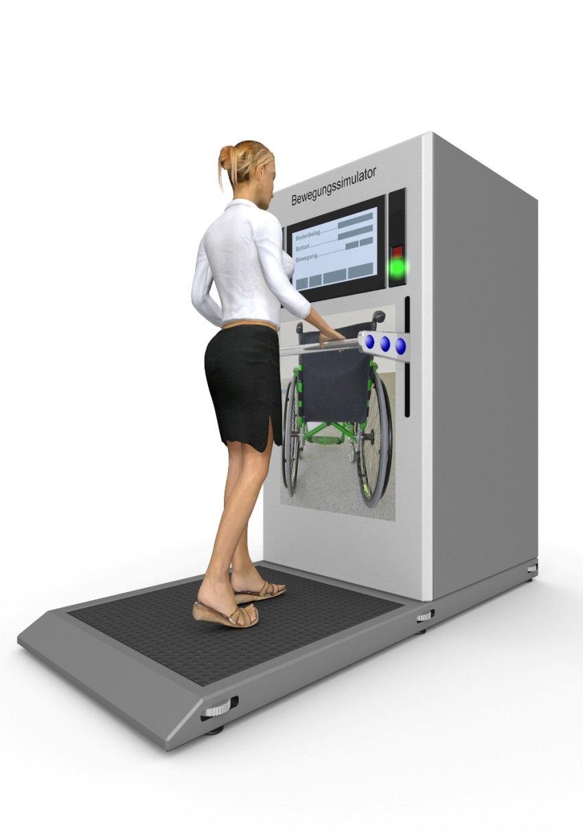 Bewegungssimulator Simulator für die schiebende Betreuungsperson Ergonomie und